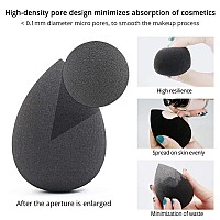 BEAKEY Makeup Sponge Set, 5 Pcs Black Foundation Blending Beauty Sponge, Flawless for Liquid, Cream, and Powder, Latex Free and Vegan Makeup Sponges