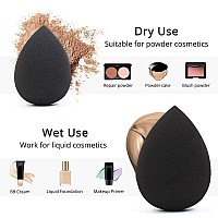 BEAKEY Makeup Sponge Set, 5 Pcs Black Foundation Blending Beauty Sponge, Flawless for Liquid, Cream, and Powder, Latex Free and Vegan Makeup Sponges