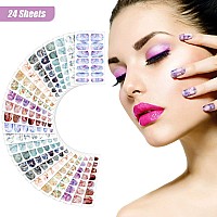 Maitys 336 Pieces 24 Sheets Full Wrap Nail Polish Strips Stickers Selfadhesive Gel Nail Strips Art Decals With Nail File For Wo