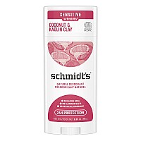 Schmidts Aluminum Free Natural Deodorant For Women And Men Coconut Kaolin Clay For Sensitive Skin With 24 Hour Odor Protecti