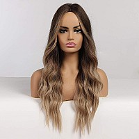 Jooler Brown Wig Ombre Blonde Wigs For Women Ombre Brown Blonde Long Wavy Wigs Natural Hair Wigs Dark Blonde Cosplay Daily Party