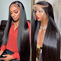 Hermosa 13X4 Straight Human Hair Lace Front Wigs For Black Women 26 Inch 180 Density Hd Lace Front Wig Human Hair Pre Plucked Wi