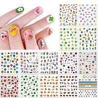 14 Sheets Nail Stickers For Women And Little Girls Nail Art Decoration 3D Selfadhesive Diy Nail Decals Set Including Hearts F