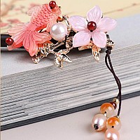 Top Sewing Wooden Hair Pins 708 Chinese Goldfish Flower Hair Sticks For Long Hair Buns For Women