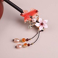 Top Sewing Wooden Hair Pins 708 Chinese Goldfish Flower Hair Sticks For Long Hair Buns For Women