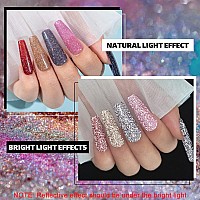 MIZHSE Reflective Glitter Gel Polish Set 10ml, Holographic Glitter Gel Polish Set, Sparkly Shiny Diamond Gel Nail Art, for Starter DIY at Home Soak Off LED Varnish Manicure Kit(Set of 6)