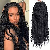 Passion Twist Hair - 8 Packs 18 Inch Passion Twist Crochet Hair For Women, Crochet Pretwisted Curly Hair Passion Twists Synthetic Braiding Hair Extensions (18 Inch 8 Packs, 1B)