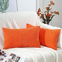 BeBen Throw Pillow covers, Decorative Pillow covers 12x20, Set of 2 Soft corduroy Lumbar Pillow covers, cushion case Home Decor for couch, Bed, Sofa, Bedroom, car Bright Orange, 12X20