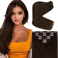 Ve Sunny Brown Clip In Hair Extensions Real Human Hair Chocolate Brown Clip In Human Hair Extensions Color 4 Brown Clip On Hair