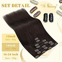 Ve Sunny Brown Clip In Hair Extensions Real Human Hair Chocolate Brown Clip In Human Hair Extensions Color 4 Brown Clip On Hair