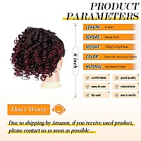 PEACOCO Drawstring Ponytail Afro Kinky Curly Ponytail for Black Women, 6 Inch Puff Ponytail Extensions Jerry Curls Synthetic Hair with 2 Combs and Elastic Net (T1B/Bug)