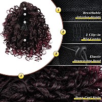 PEACOCO Drawstring Ponytail Afro Kinky Curly Ponytail for Black Women, 6 Inch Puff Ponytail Extensions Jerry Curls Synthetic Hair with 2 Combs and Elastic Net (T1B/Bug)