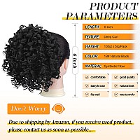 PEACOCO Short Curly Ponytails Drawstring Ponytail Hair Piece for Black Women, 6 Inch Kinky Ponytail Extension for kids black girls (1B)