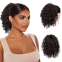 PEACOCO Short Afro Curly Ponytail Hair Piece for African American Women Ponytail Extension 10 Inch Curls Drawstring Pony Tail for Black Women (4#)