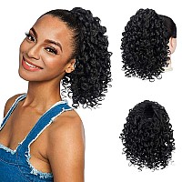 Drawstring Ponytail Afro Kinky Curly Ponytail For Black Women Peacoco 10 Inch Synthetic Hairpieces Clip In Jerry Curls Afro Puf