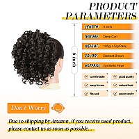 PEACOCO Drawstring Ponytail Afro Kinky Curly Ponytails for Black Women, 6 Inch African American Ponytail Extensions Synthetic Hair with 2 Combs and Elastic Net (2#)