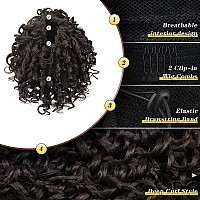 PEACOCO Drawstring Ponytail Afro Kinky Curly Ponytails for Black Women, 6 Inch African American Ponytail Extensions Synthetic Hair with 2 Combs and Elastic Net (2#)