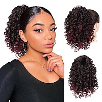 Peacoco Short Afro Curly Ponytail Hair Piece For African American Women Ponytail Extension 10 Inch Drawstring Pony Tail For Blac