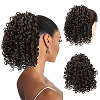 PEACOCO Short Afro Curly Ponytail Hair Piece for African American Women Ponytail Extension 10 Inch Curls Drawstring Pony Tail for Black Women (2#)