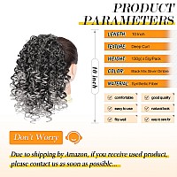 PEACOCO Drawstring Ponytail Extension for Black Women Synthetic Curly Drawstring Ponytail with 2 Clips on Ponytails Hair Extension (T1B/0906)