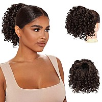 Peacoco Short Afro Curly Ponytail Hair Piece For African American Women Ponytail Extension 6 Inch Drawstring Pony Tail For Black