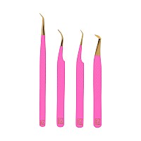 M Lash Tweezers For Eyelash Extensions Set Of 4 Professional Lash Extension Tweezers Fiber Tip Japanese Steel Diamond Gr