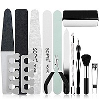 Sofye Nail Files Set Professional Manicure Pedicure Set Nail Buffers Nail Files Double Sided Emery Board Grooming Kit Salon Mani