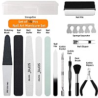 Sofye Nail Files Set Professional Manicure Pedicure Set Nail Buffers Nail Files Double Sided Emery Board Grooming Kit Salon Mani