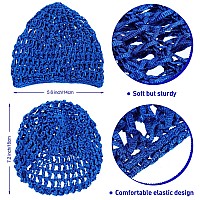 Geyoga 4 Pieces Mesh Crochet Hair Net Rayon Knit Snood Hat Thick Short Women Hairnet Snoods Cover Ornament For Sleeping Blue