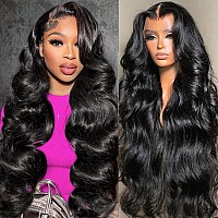 Iupin 26 Inch 13X4 Hd Lace Front Wigs Human Hair 250 Density Body Wave Brazilian Virgin Human Hair Wigs For Black Women Wavy Hu