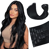 Huayi Medium Brown Hair Extensions Real Human Hair Clip In Hair Extensions 70G 7Pcs 20 Inchsoft Natural Straight Double Weft