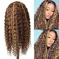 20Inch Ombre Blonde Highlight Human Hair Wigs 13X4 Hd Lace Front Wigs 427 Chocolate Brown Water Wave Brazilian Remy Hair Trans