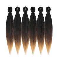 Difunee Prestretched Braiding Hair 28 Inch 6 Packs Ombre Brown 3 Tones Long Braiding Hair For Twist Or Box Braids Yaki Textu