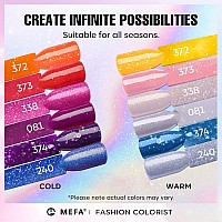 Mefa Color Changing Gel Nail Polish Set 6 Colors Winter Temperature Mood Changed Glitter Blue Pink Purple Red Orange Ombre Soak