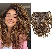 Loxxy Clip In Real Human Hair Extensions 8A Grade 3B And 3C Curl Real Remy Human Hair Extensions For Women P427 20Inch Double