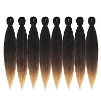 Difunee Prestretched Braiding Hair 26 Inch 8 Packs Ombre Brown 3 Tones Long Braiding Hair For Twist Or Box Braids Yaki Textu