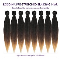 Rosdina Prestretched Braiding Hair 28 Inch 6 Packs Ombre Brown 3 Tones Hair For Twist Or Box Braids Yaki Texture Hot Water S