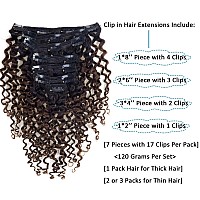 Caliee 3B 3C Curly Clip In Hair Extensions Jerry Curly 18Inch Ombre Natural Black Into Dark Brown Human Hair Brazilian Real Remy