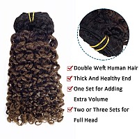 Caliee 3B 3C Curly Clip In Hair Extensions Jerry Curly 18Inch Ombre Natural Black Into Dark Brown Human Hair Brazilian Real Remy