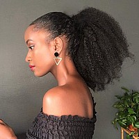 Afro Puff Drawstring Ponytail Human Hair Bun For Black Women 150 Density 10A Brazilian Virgin Human Hair Afro Kinky Curly Clip