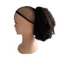 Afro Puff Drawstring Ponytail Human Hair Bun For Black Women 150 Density 10A Brazilian Virgin Human Hair Afro Kinky Curly Clip