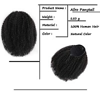 Afro Puff Drawstring Ponytail Human Hair Bun For Black Women 150 Density 10A Brazilian Virgin Human Hair Afro Kinky Curly Clip