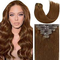 Caliee Clip In Hair Extensions Human Hair 20Inch Hair Extensions Clip In Human Hair Brown Hair Extensions Clip In Color Chocolat