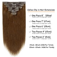 Caliee Clip In Hair Extensions Human Hair 20Inch Hair Extensions Clip In Human Hair Brown Hair Extensions Clip In Color Chocolat