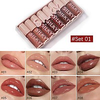 Maepeor Shiny Glossy Lipgloss Set 8Pcs Nonsticky Moisturizing Lip Gloss Longlasting High Shine Shimmer Liquid Lipstick For G