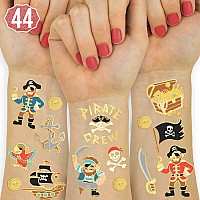 Xo, Fetti Pirate Party Supplies Temporary Tattoos - 44 Glitter Styles | Nautical Birthday, Skull Crew, Treasure, Pirate Ship