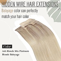 Sunny Wire Hair Extensions Human Hair Ash Blonde With Light Blonde Ombre Platinum Blonde Wire Extensions Real Human Hair Ombre H