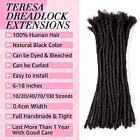 Teresa 612 Inch Small 04Cm Width 100 Strands 100 Human Hair Dreadlock Extensions For Menwomenkidsfull Handmade Permanent