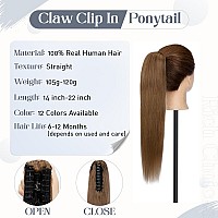 Rich Choices Claw Clip Ponytail Extension Human Hair Real Hair Ponytail Extension Balayage Light Brown 14 Inch 105G One Piece Cl