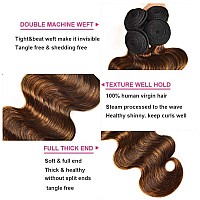 Unice Ombre Brown Highlight Body Wave Human Hair Weave 1 Bundle 22 Inch Brazilian Remy Hair Dark Root Blonde Human Hair Weaves